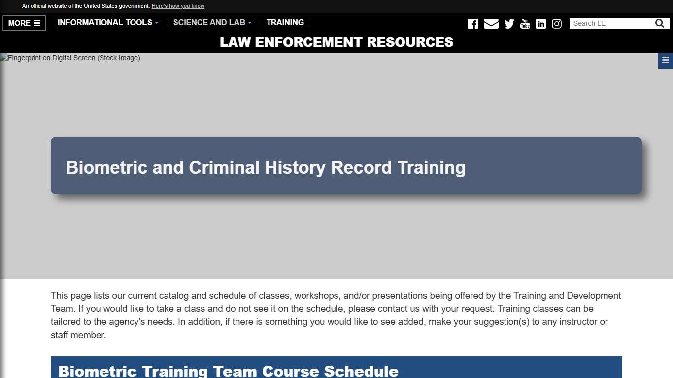 Biometric and Criminal History Record Training — LE